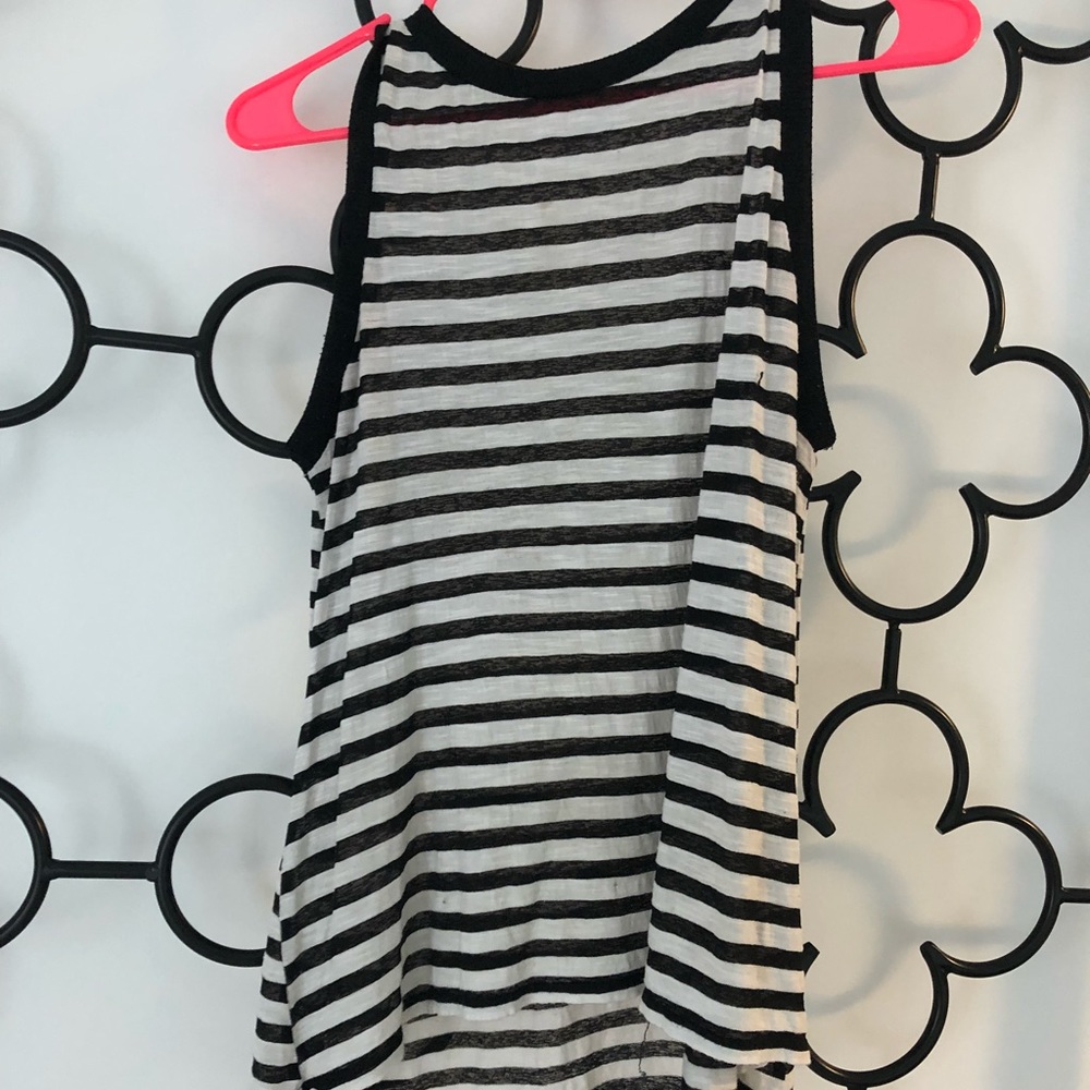 Stylemint Sheer Striped High Low Hem Tank Top